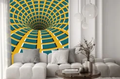 Naklejka: Lejek kratkę. obracanie dziurę. motley ruchomego tła. optyczny