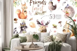 Naklejka: Leśne zwierzęta boho dla dzieci