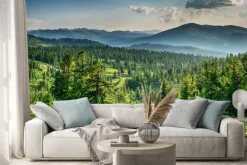 Naklejka: Letni krajobraz z zielonymi wzgórzami