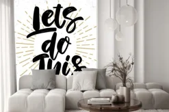 Naklejka: Lets do this. lettering phrase on grunge background. design