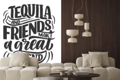 Naklejka: Lettering poster with quote about tequila in vintage style. calligraphic