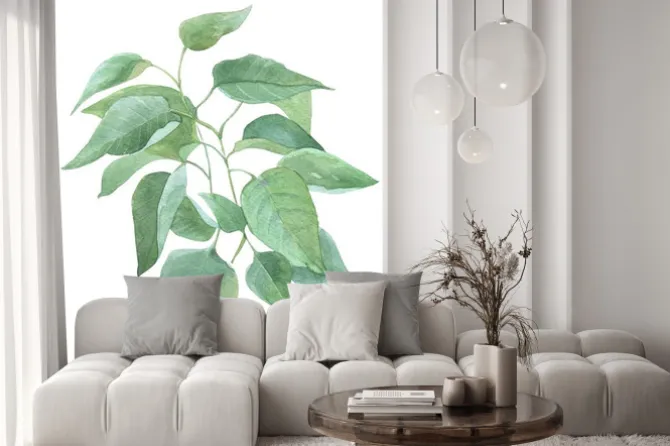 Naklejka: Liścia gałązka bzu akwarele ilustracji