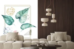 Naklejka: Liście i geometryczne kształty ilustracja