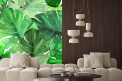 Naklejka: Liście monstery namalowane akwarelą