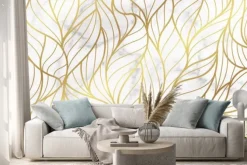 Naklejka: Liście na marmurowym tle