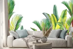 Naklejka: Liście palm i bananowców w stylu akwarelowym