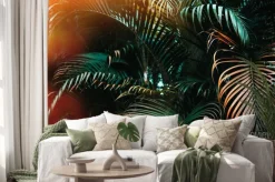 Naklejka: Liście palmowe w promieniach słońca