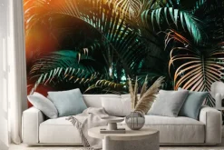 Naklejka: Liście palmowe w promieniach słońca