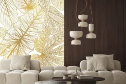 Naklejka: Liście tropikalne złotawe