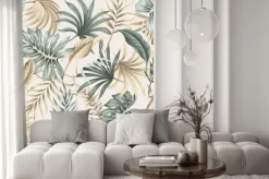 Naklejka: Liście w odcieniach zieleni i beżu