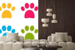 Naklejka: Śliczne kolorowe paws doggie samodzielnie na białym tle