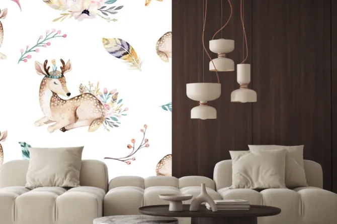 Naklejka: Śliczni rodzinni dziecko raccon, rogacz i królik. żyrafa zwierząt