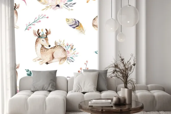 Naklejka: Śliczni rodzinni dziecko raccon, rogacz i królik. żyrafa zwierząt