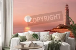 Naklejka: Lighthouse and sunset