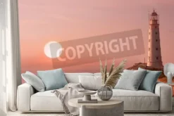 Naklejka: Lighthouse and sunset