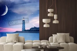 Naklejka: Lighthouse at night