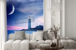 Naklejka: Lighthouse at night