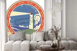 Naklejka: Lighthouse etykiety symbol.vintage na starym tekstury papieru