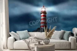 Naklejka: Lighthouse oczyszczeniu drogi na szczyt skalnego