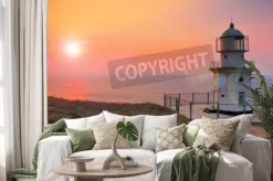 Naklejka: Lighthouse on the coast at dawn