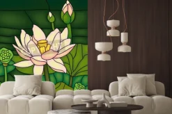 Naklejka: Lilią wodna na witrażu