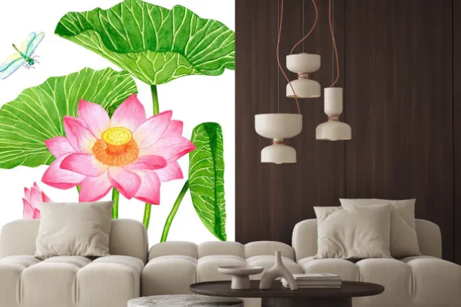 Naklejka: Lilia wodna malowana kredką