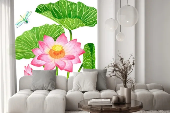 Naklejka: Lilia wodna malowana kredką