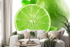 Naklejka: Limonka z zielonymi listkami