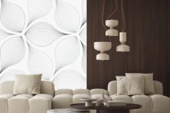 Naklejka: Liniowy wektor wzór, powtarzając streszczenie liści kwiatów,