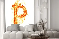 Naklejka: List ognia samodzielnie na białym tle