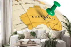 Naklejka: Location australia. green pin on the map.