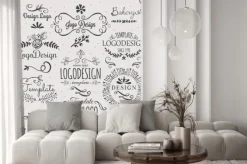 Naklejka: Logo design with hand sketched elements