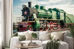 Naklejka: Lokomotywa parowa na stacji