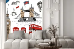 Naklejka: London doodles. wektorowa ręka rysująca ilustracja z londyńskimi