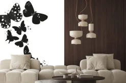 Naklejka: Lot czarno białych motyli