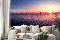 Naklejka: Low poly tsea sunset tło dla ulotki art