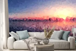 Naklejka: Low poly tsea sunset tło dla ulotki art