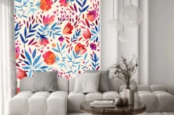 Naklejka: Ludowy wzór w kwiaty i liście