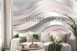 Naklejka: Luksusowe srebrne tło z satynową draperią. ilustracja 3d, renderowania