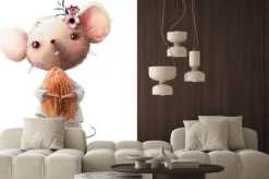 Naklejka: Mała myszka z migdałem w łapkach