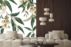 Naklejka: Małe beżowe kwiatki na gałęziach