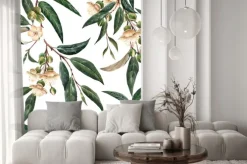 Naklejka: Małe beżowe kwiatki na gałęziach