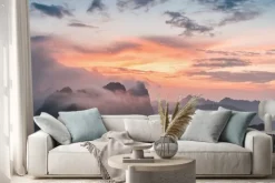 Naklejka: Majestic zachód słońca z widokiem na góry