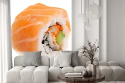 Naklejka: Maki sushi na białym tle