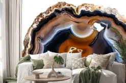 Naklejka: Makro- kopalina kamienia kolor żółty, brown agat hoduje białego