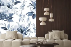 Naklejka: Malarski wzór w granatowe kwiaty