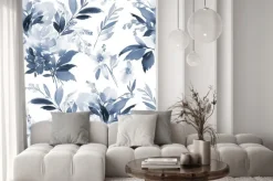 Naklejka: Malarski wzór w granatowe kwiaty