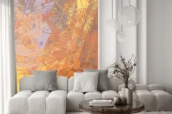 Naklejka: Malarstwo abstrakcyjne na płótnie. ręcznie robiona sztuka. kolorowa