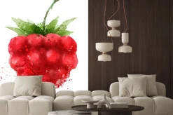 Naklejka: Malina malowana akwarelą