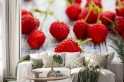 Naklejka: Malina, owoce - świeże maliny z ogrodu